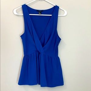 Royal blue low cut shirt